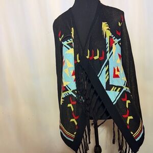 Rancho Estancia Black and Multicolor Patterned Women's Sweater